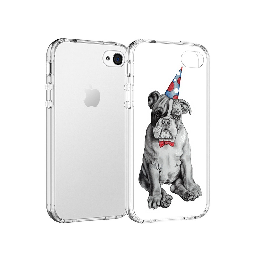 

Чехол MyPads Tocco для Apple iPhone 4 праздничный щенок, Прозрачный, Tocco