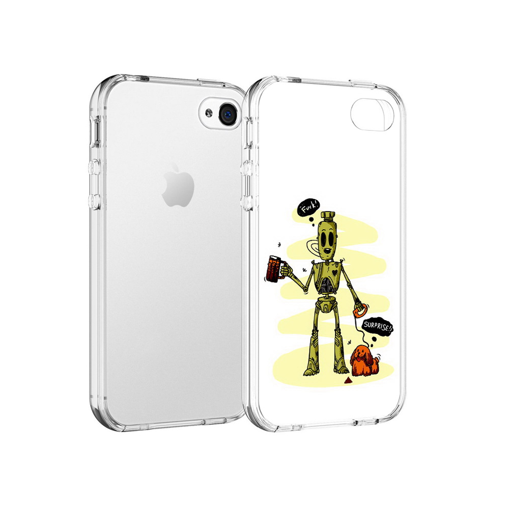 

Чехол MyPads Tocco для Apple iPhone 4 прикольный робот, Прозрачный, Tocco