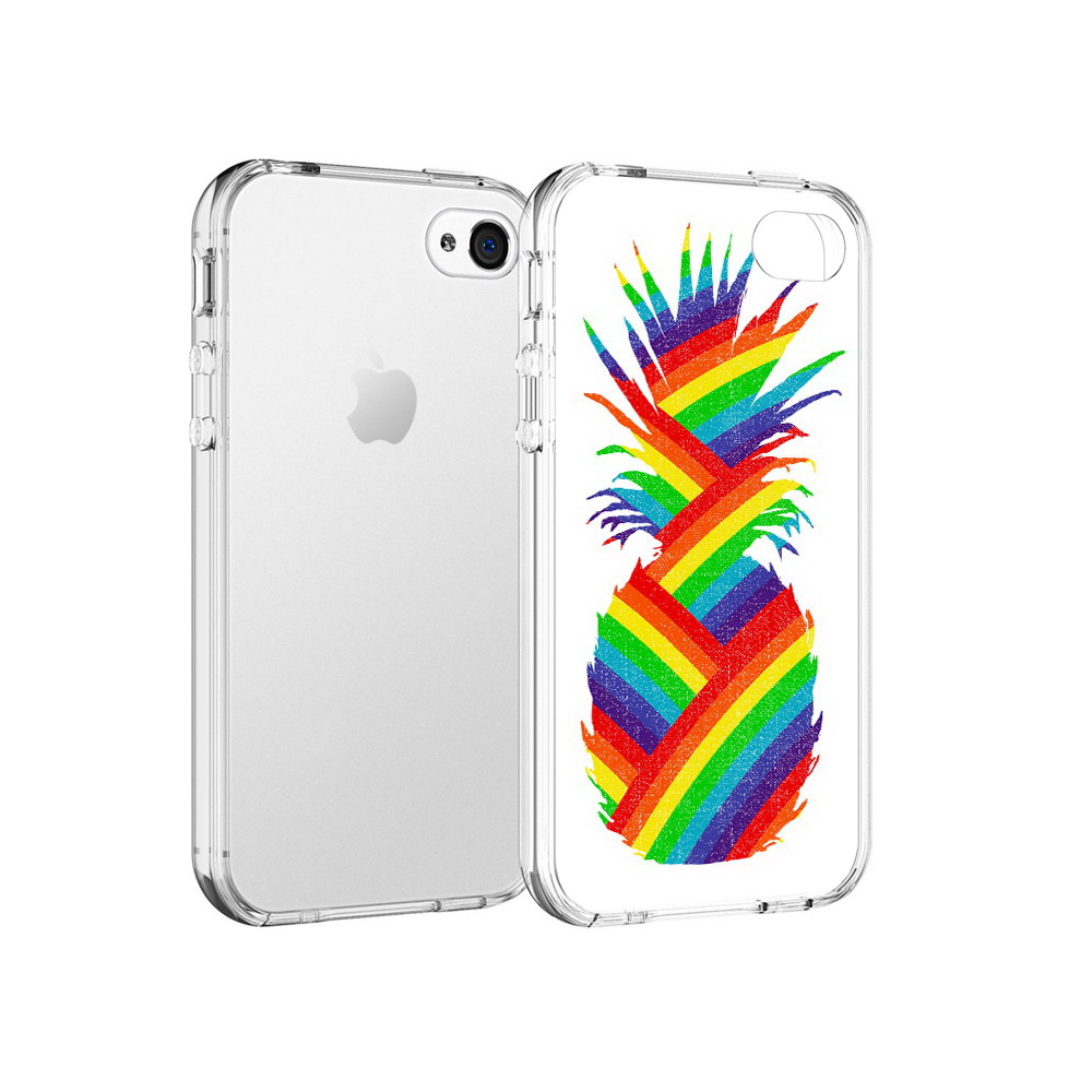 

Чехол MyPads Tocco для Apple iPhone 4 радужный ананас, Прозрачный, Tocco