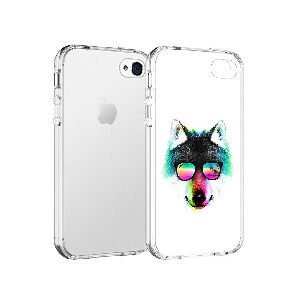 

Чехол MyPads Tocco для Apple iPhone 4 радужный волк, Прозрачный, Tocco