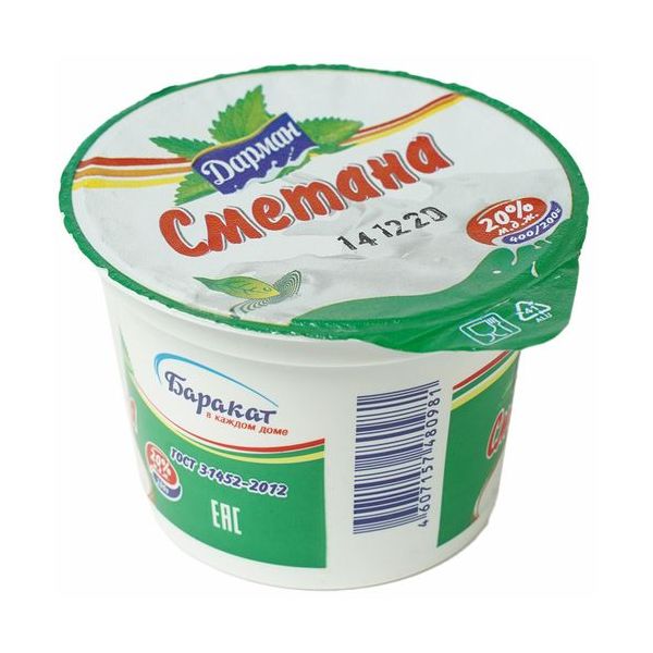 

Сметана 20% Давлеканово БЗМЖ 200 г