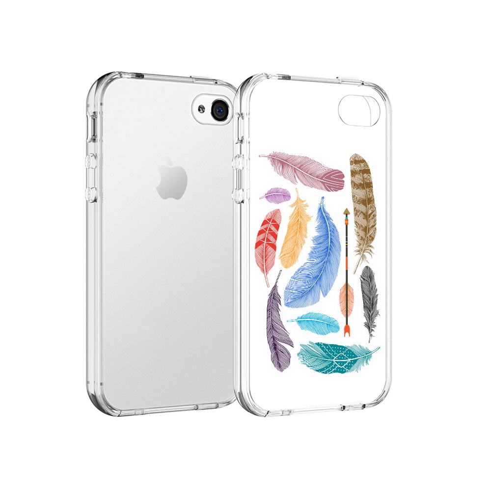 

Чехол MyPads Tocco для Apple iPhone 4 разноцветные перья, Прозрачный, Tocco