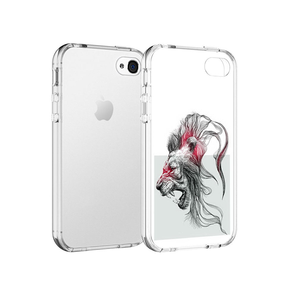 

Чехол MyPads Tocco для Apple iPhone 4 разъяренный лев, Прозрачный, Tocco