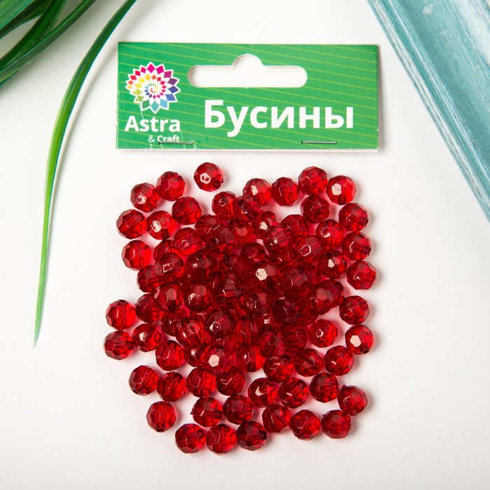 

Бусины акрил Круглые 8 мм, 25 гр. тёмно- красный
