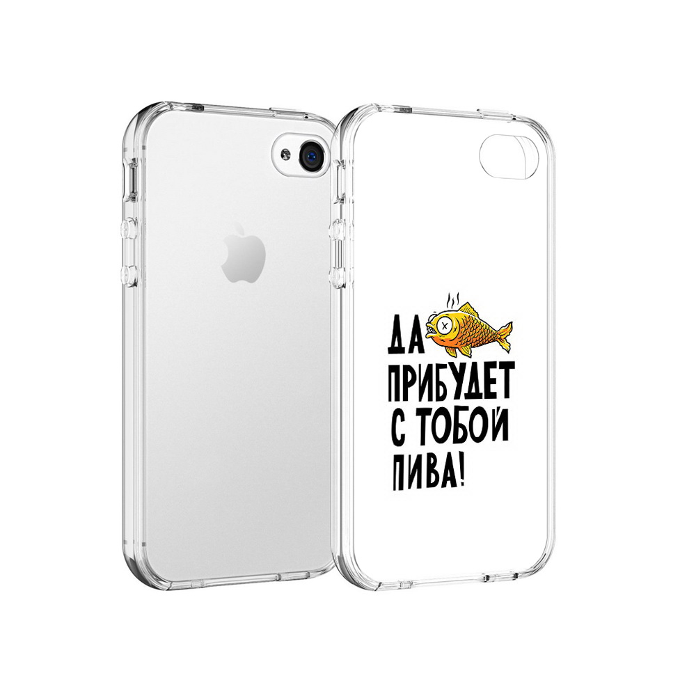 

Чехол MyPads Tocco для Apple iPhone 4 ДА прибудет с тобой пива, Прозрачный, Tocco