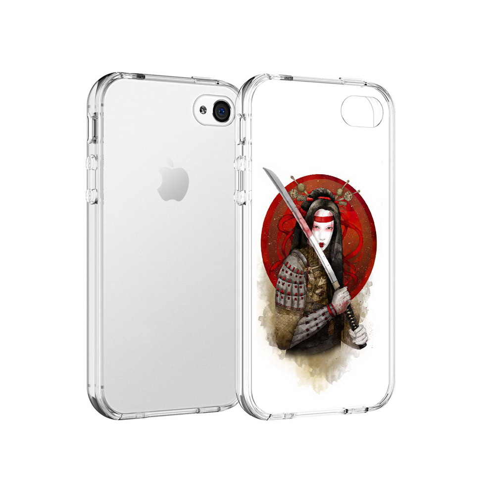 

Чехол MyPads Tocco для Apple iPhone 4 рисованная девушка с катаной, Прозрачный, Tocco
