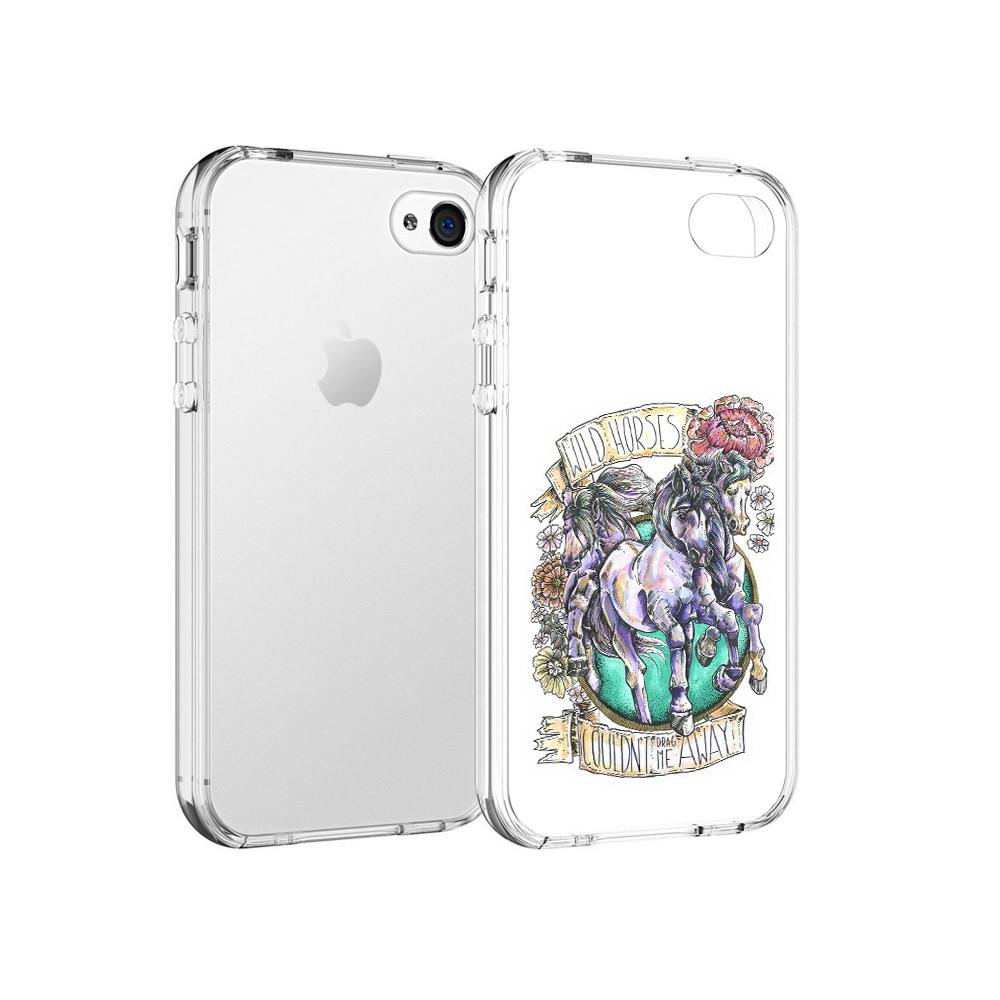 

Чехол MyPads Tocco для Apple iPhone 4 рисунок коней в цветах, Прозрачный, Tocco