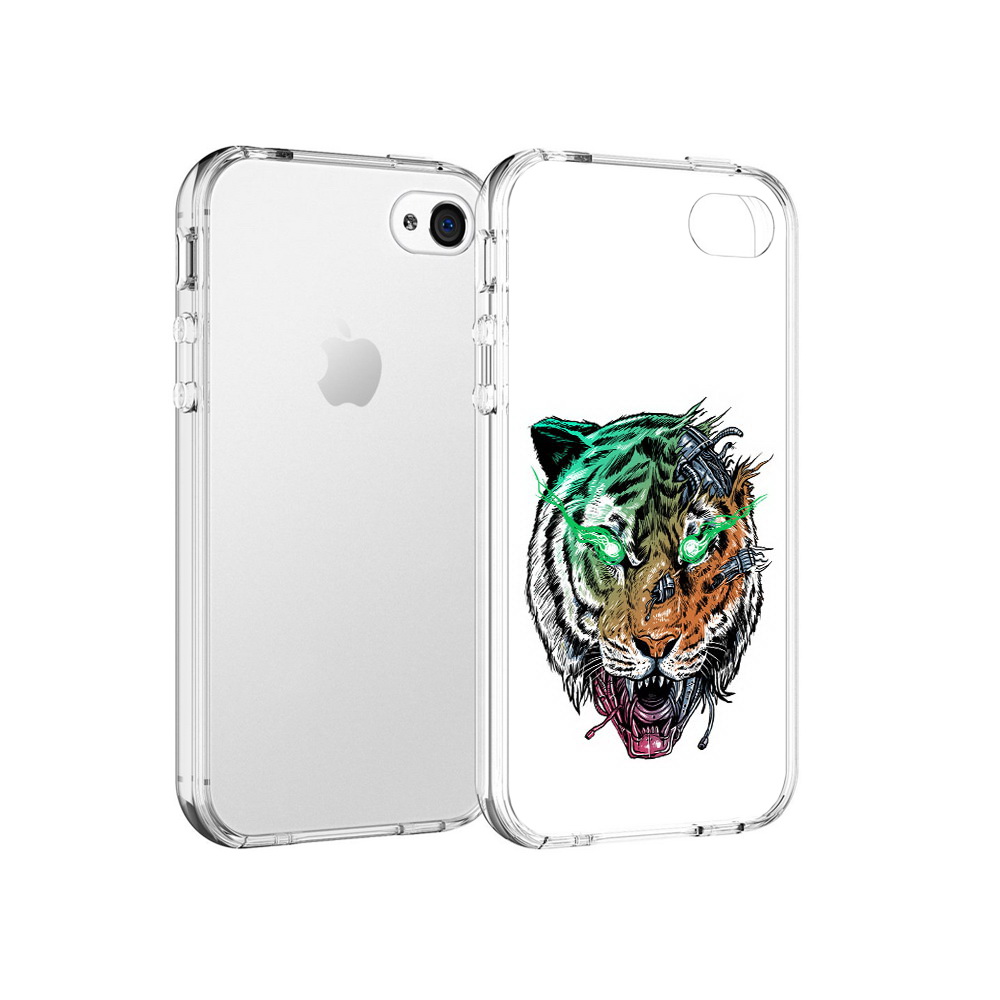 

Чехол MyPads Tocco для Apple iPhone 4 робо-тигр, Прозрачный, Tocco