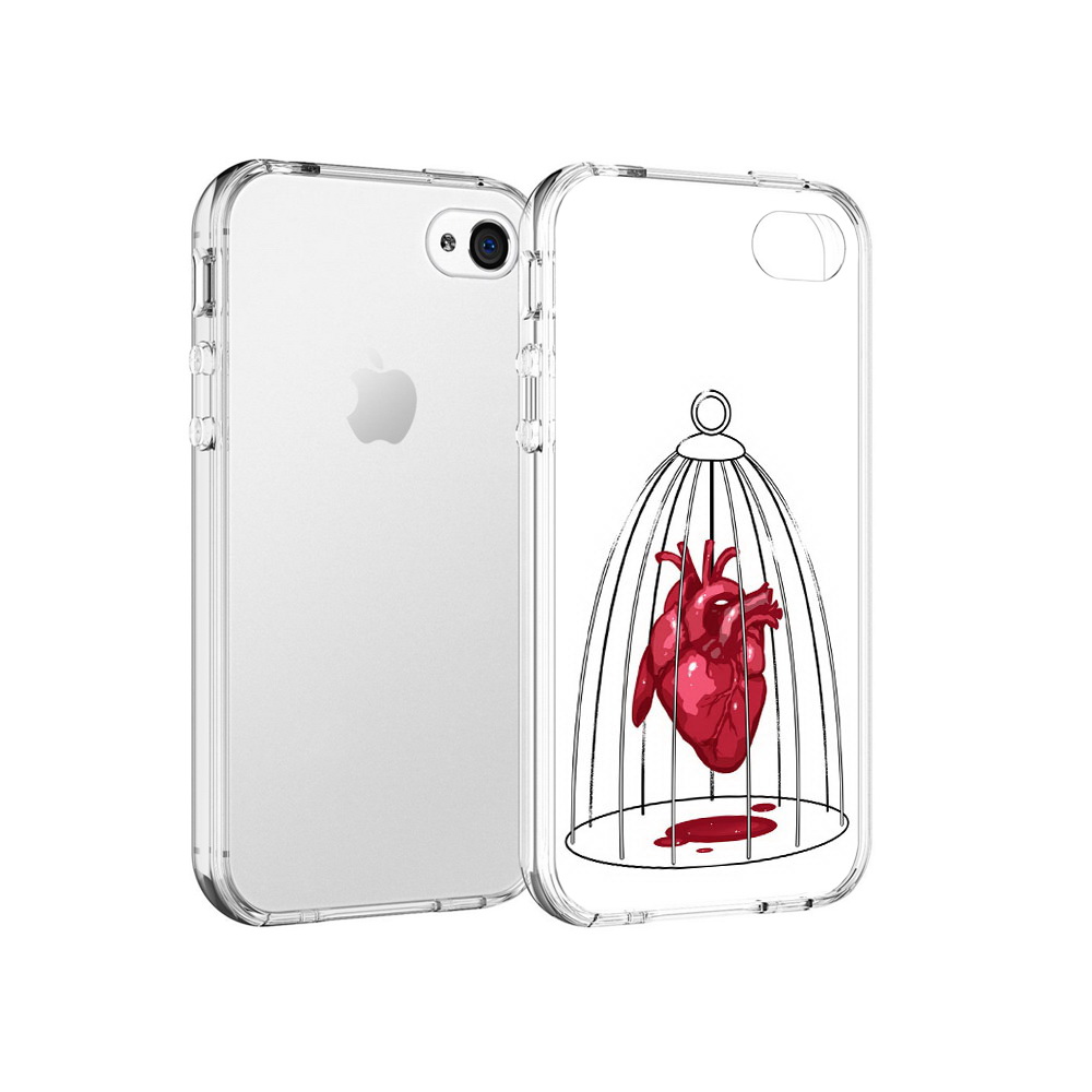

Чехол MyPads Tocco для Apple iPhone 4 сердце в клетке, Прозрачный, Tocco