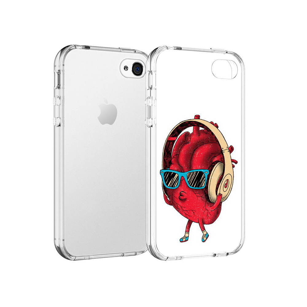 

Чехол MyPads Tocco для Apple iPhone 4 слушай сердце, Прозрачный, Tocco