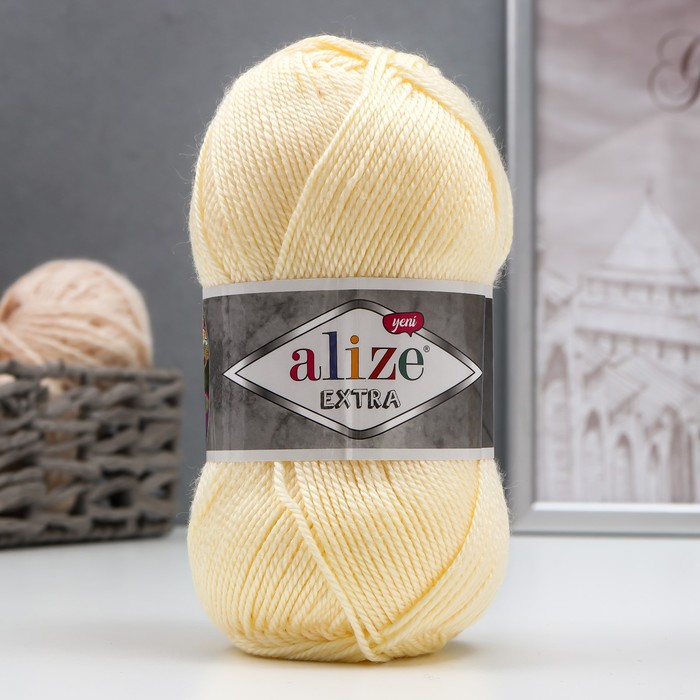 

Пряжа Alize Extra 100% акрил 220м/100гр 01 молочный, Белый