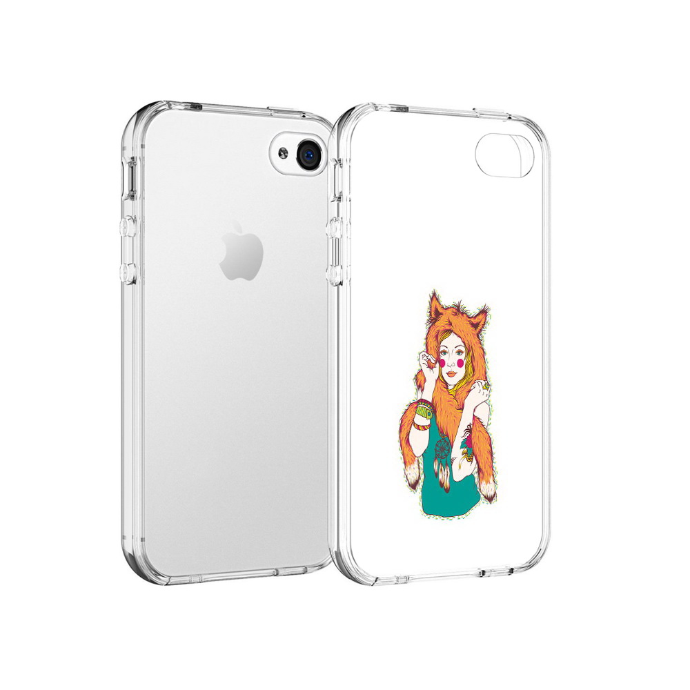 

Чехол MyPads Tocco для Apple iPhone 4 Девушка лиса, Прозрачный, Tocco