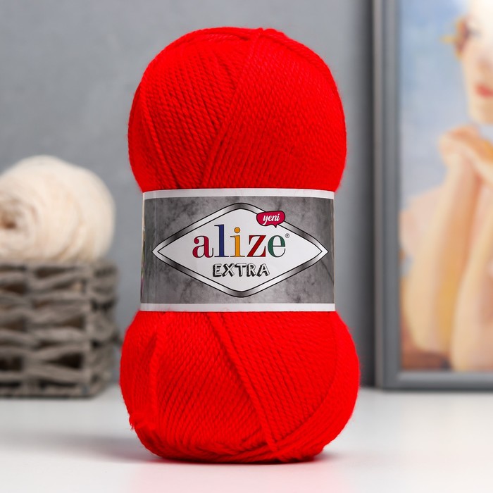 

Пряжа Alize Extra 100% акрил 220м/100гр 56 красный