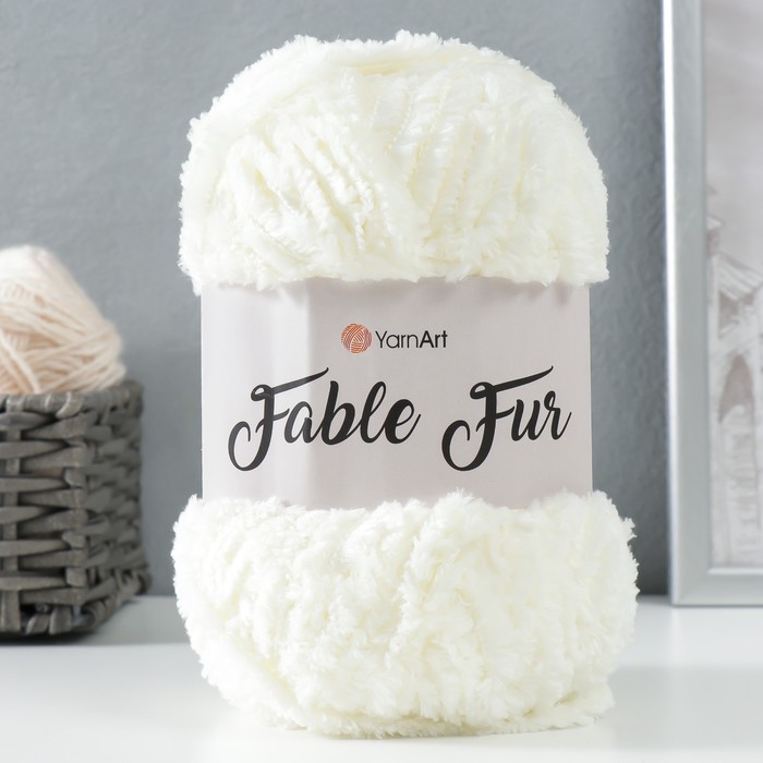 

Пряжа Fable Fur 100% микрополиэстер 100м/100гр (966 молочный), Бежевый