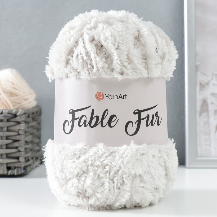

Пряжа Fable Fur 100% микрополиэстер 100м/100гр (967 речной жемчуг), Белый