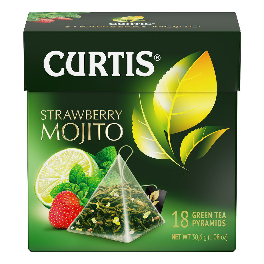 фото Чай зеленый curtis strawberry mojito в пирамидках 1,7 г 18 шт