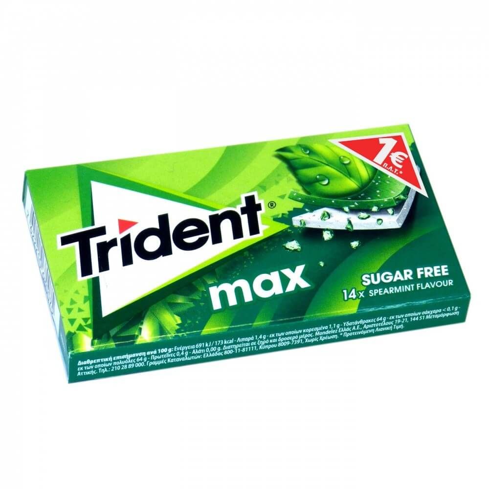 Жевательные резинки Trident Max мята 23 г x 12 шт