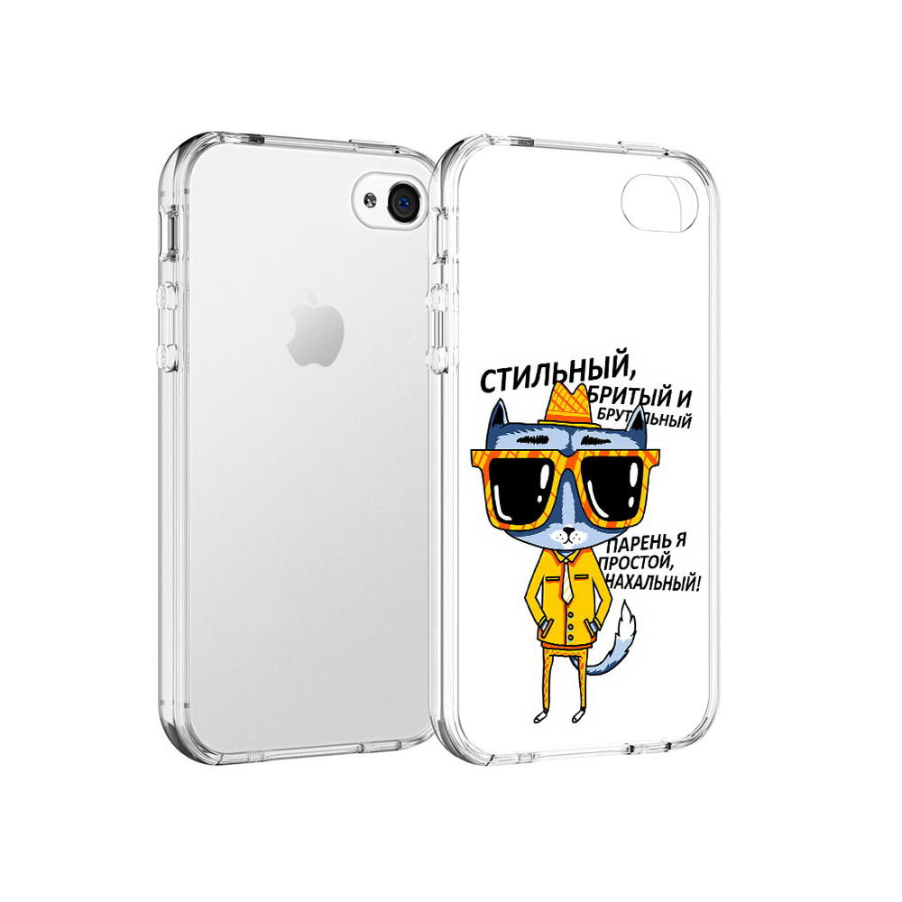 

Чехол MyPads Tocco для Apple iPhone 4 стильный кот, Прозрачный, Tocco