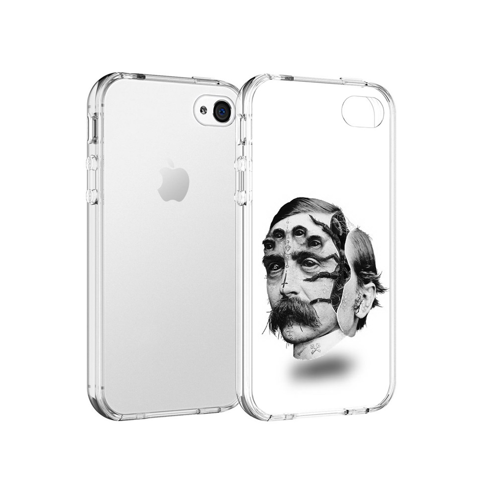 

Чехол MyPads Tocco для Apple iPhone 4 страшное лицо мужчины, Прозрачный, Tocco