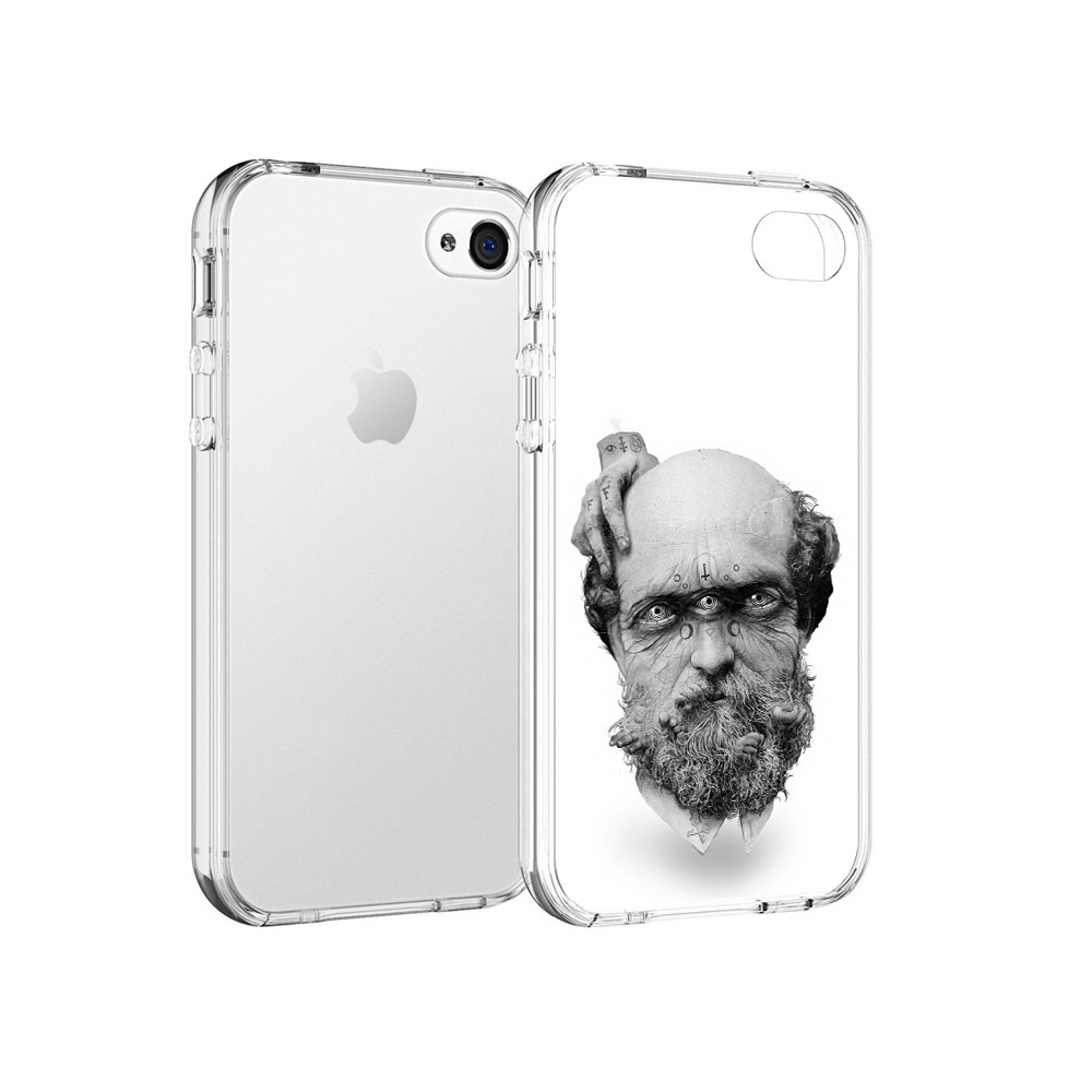 

Чехол MyPads Tocco для Apple iPhone 4 страшный бородатый мужчина абстракция, Прозрачный, Tocco