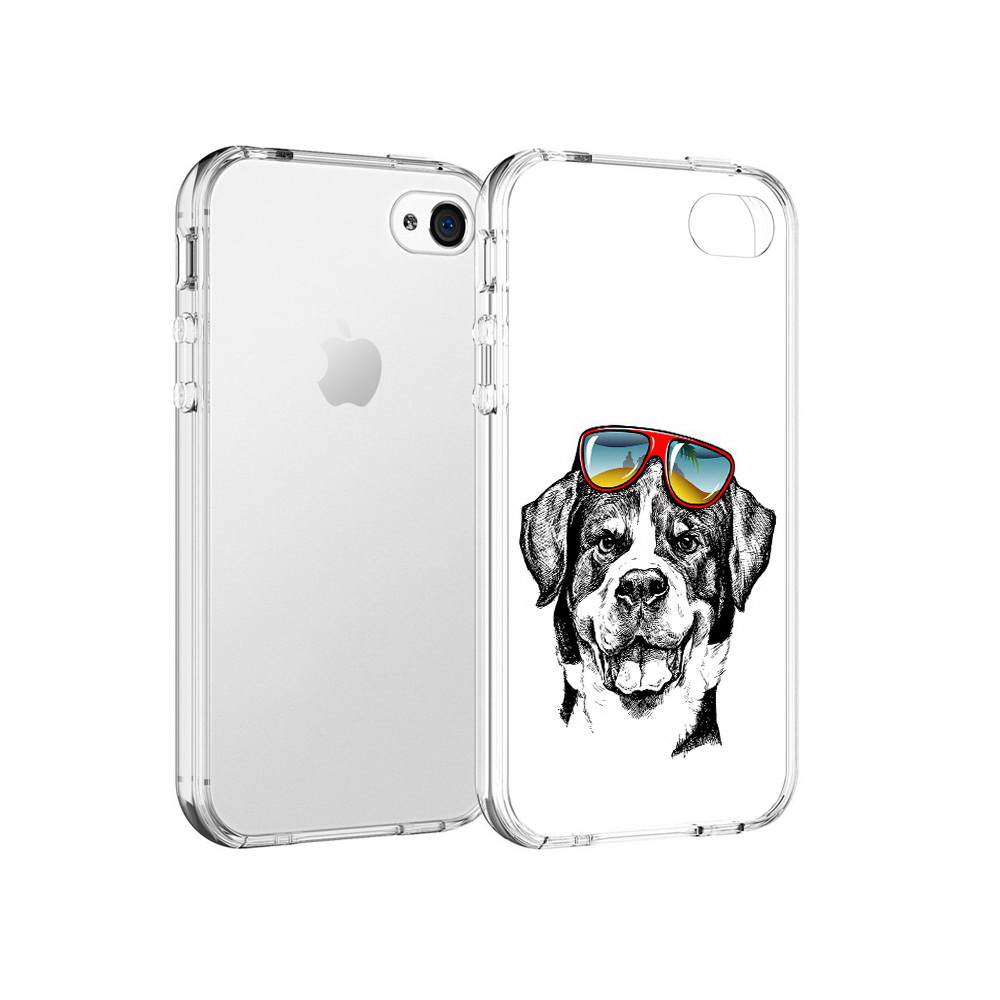 

Чехол MyPads Tocco для Apple iPhone 4 счастливая собака, Прозрачный, Tocco
