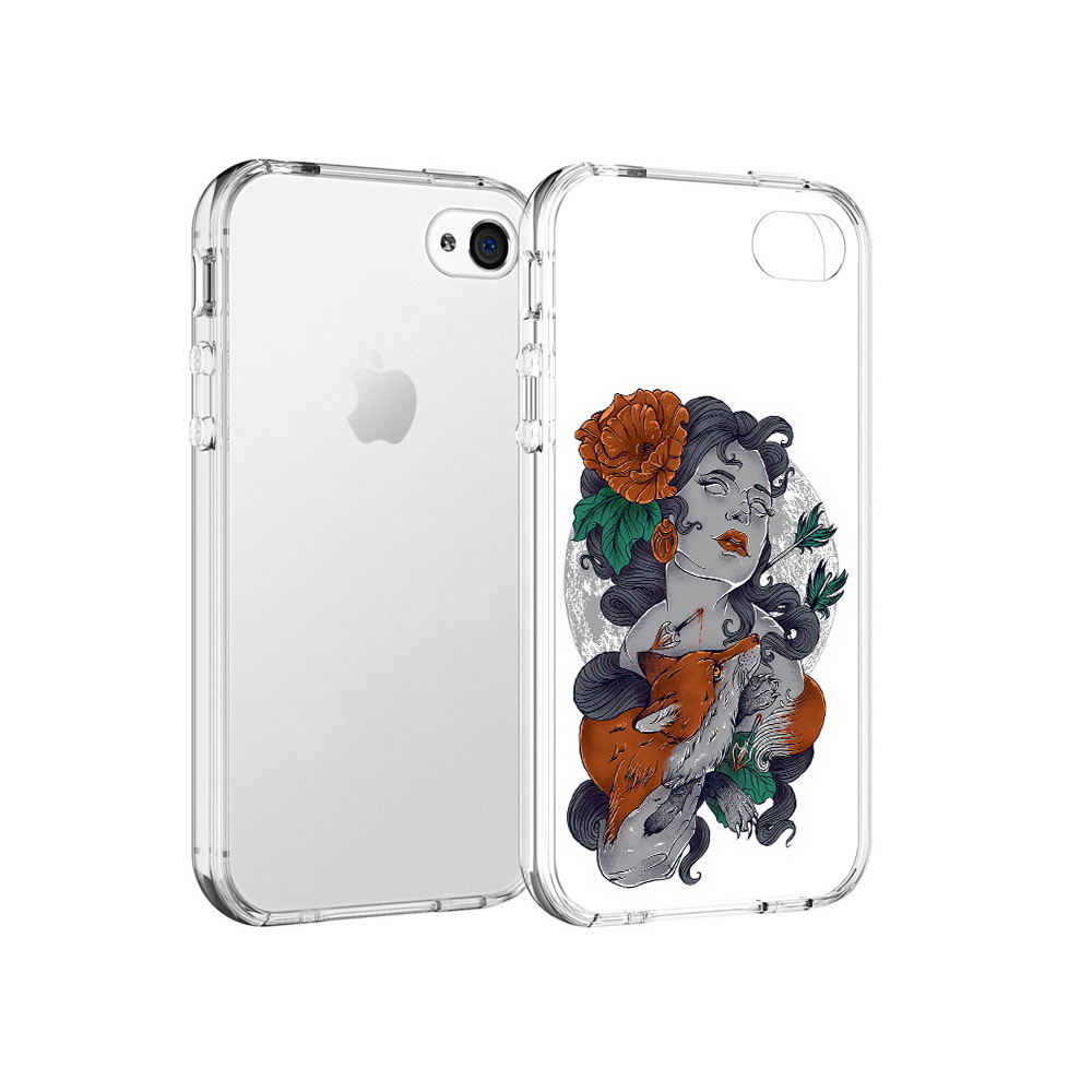 

Чехол MyPads Tocco для Apple iPhone 4 темная девушка с лисой, Прозрачный, Tocco