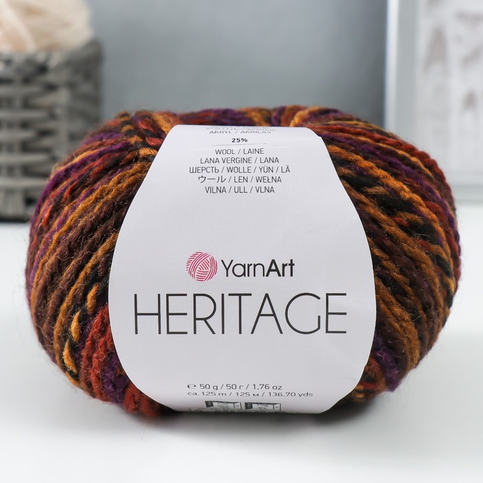 

Пряжа Heritage 75% акрил, 25% шерсть 125м/50гр (335 бордо-шафран), Разноцветный