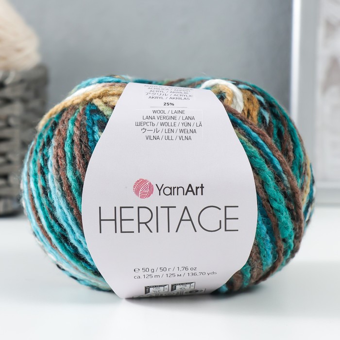 

Пряжа Heritage 75% акрил, 25% шерсть 125м/50гр (337 изумруд-белый-бежевый), Разноцветный