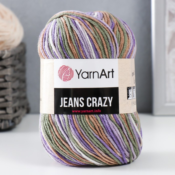 

Пряжа Jeans crazy 55% хлопок, 45% акрил 160м/50гр (7207 фиолет-сир-зел.), Разноцветный