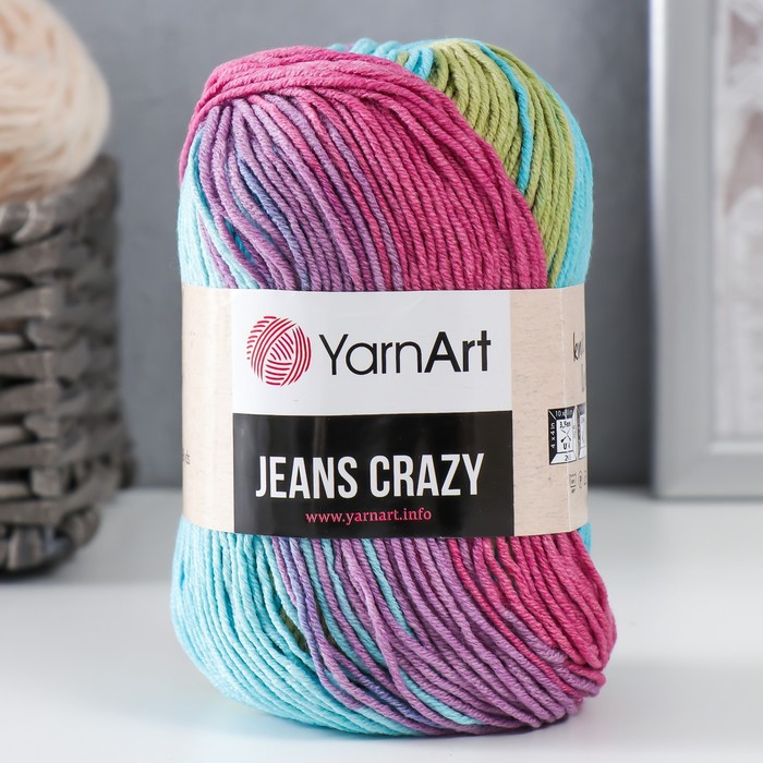 

Пряжа Jeans crazy 55% хлопок, 45% акрил 160м/50гр (8211 бир-малин), Разноцветный