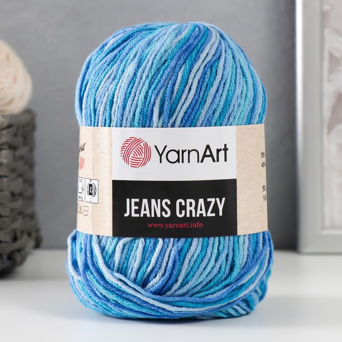 

Пряжа Jeans crazy 55% хлопок, 45% акрил 160м/50гр (8212 голубой-серый), Разноцветный