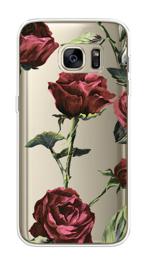

Чехол Awog на Samsung Galaxy S7 edge "Бордовые розы фон", Красный, 24650-8