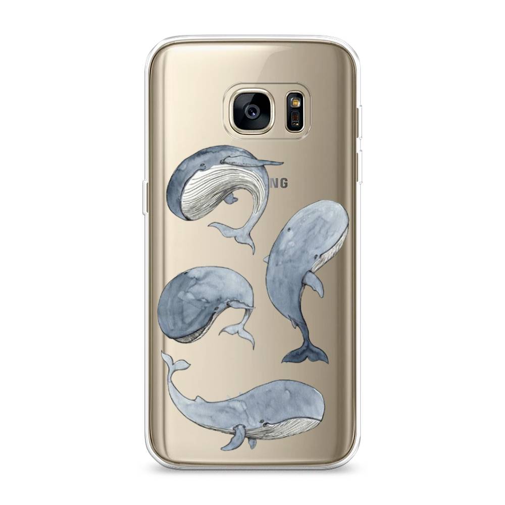 

Чехол Awog на Samsung Galaxy S7 edge "Киты", Белый;прозрачный;голубой, 24650-1
