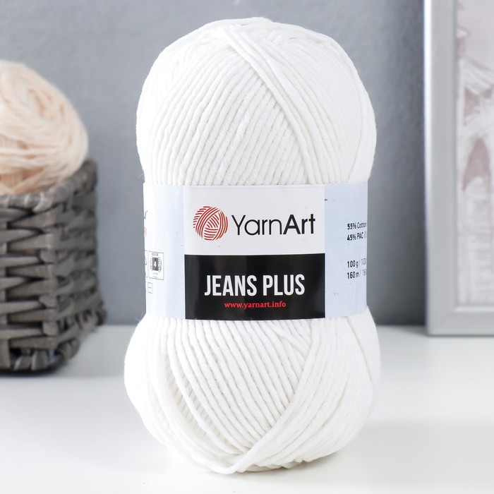 

Пряжа Jeans plus 55% хлопок, 45% акрил 160м/100гр (01 белый)
