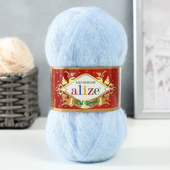 

Пряжа Alize Kid Royal 50 62% мохер, 38% полиамид 500м/50гр 183 светло голубой