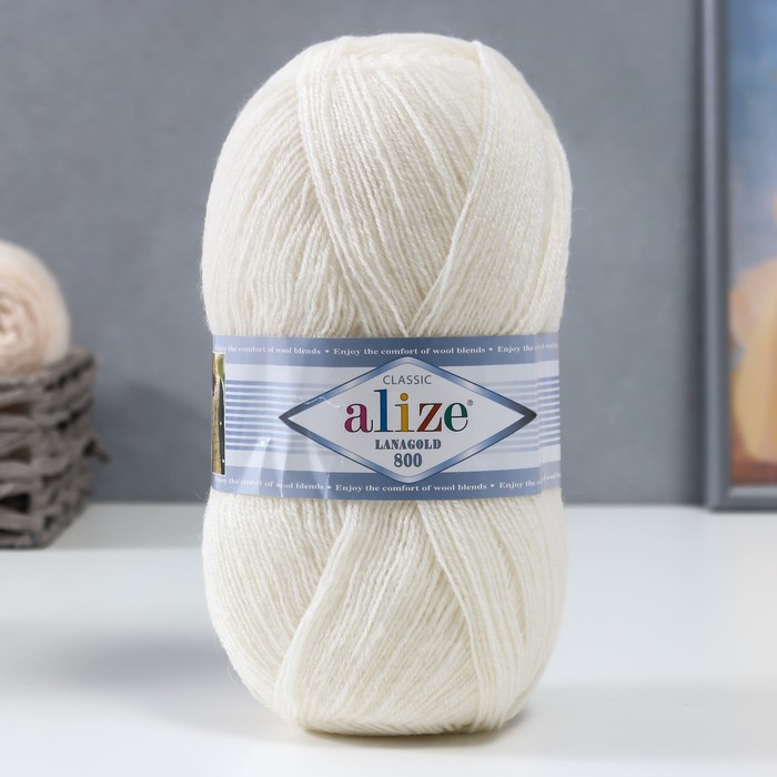 

Пряжа Alize Lanagold 800 49% шерсть, 51% акрил 730м/100гр 450 жемчужный, Белый