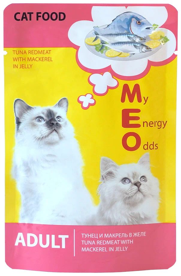 фото Влажный корм для кошек me-o adult №4 с тунцом и макрелью, 80г