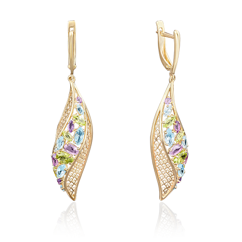 

Серьги из золота с хризолитом/топазом/аметистом PLATINA jewelry 02-3677-00-295-1130-46, 02-3677-00-295-1130-46