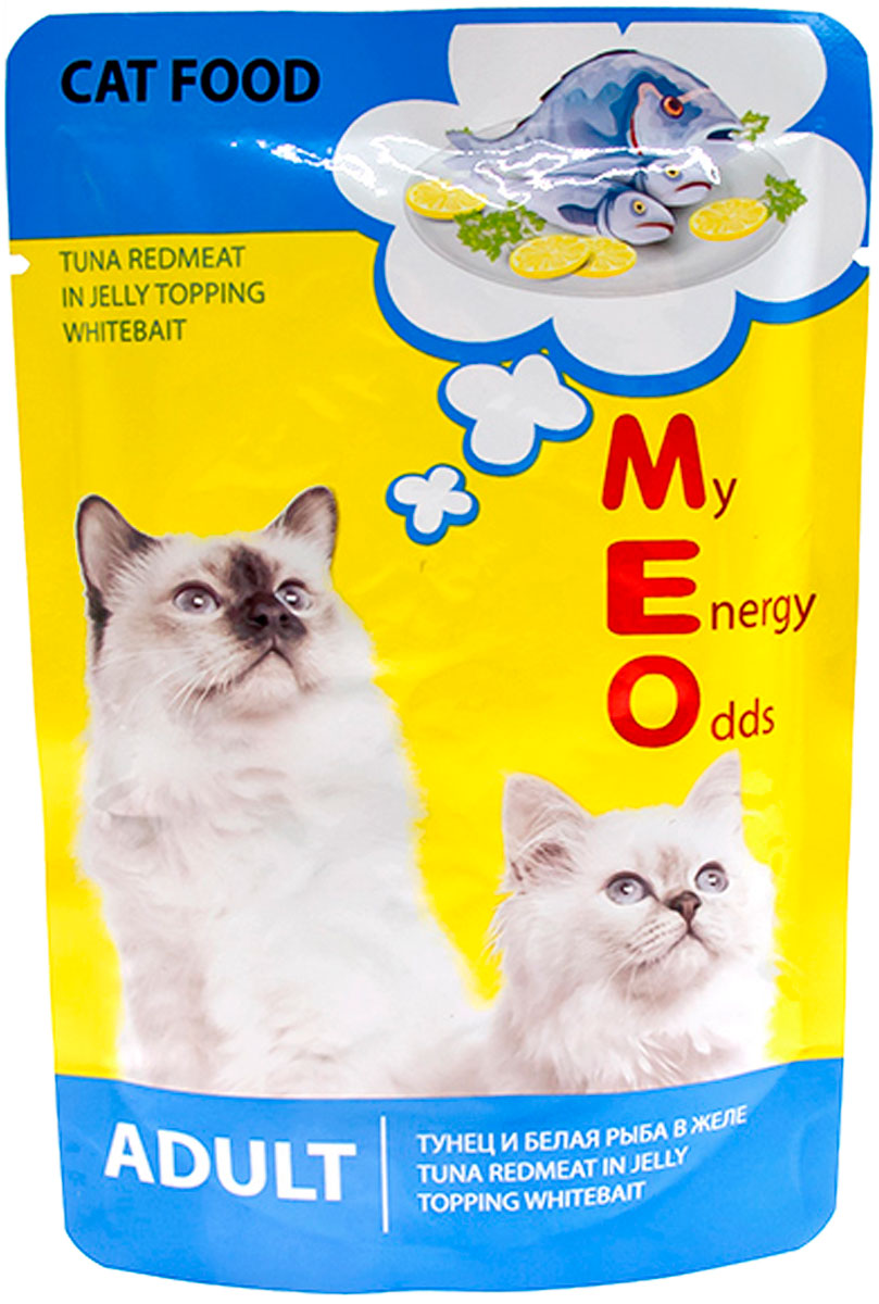 Влажный корм для кошек ME-O ADULT №10 с тунцом и белой рыбой, 80г