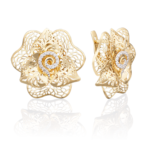 

Серьги из желтого золота с фианитом PLATINA jewelry 02-3711-00-401-1130-65, 02-3711-00-401-1130-65