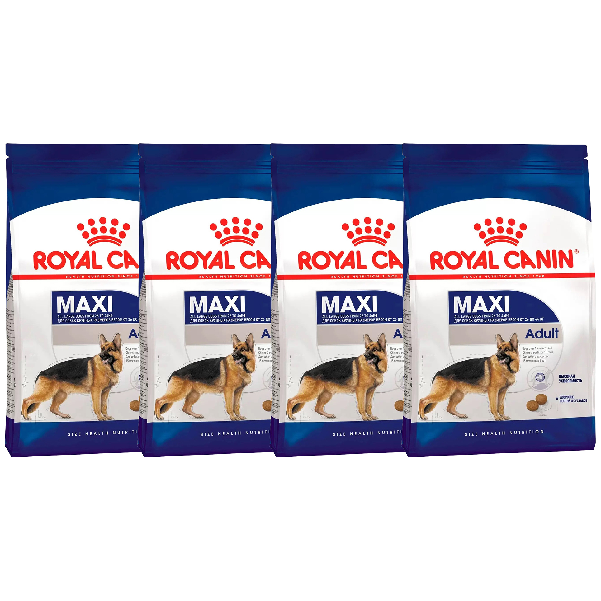 

Сухой корм для собак ROYAL CANIN MAXI ADULT, для крупных пород, 4шт по 3кг