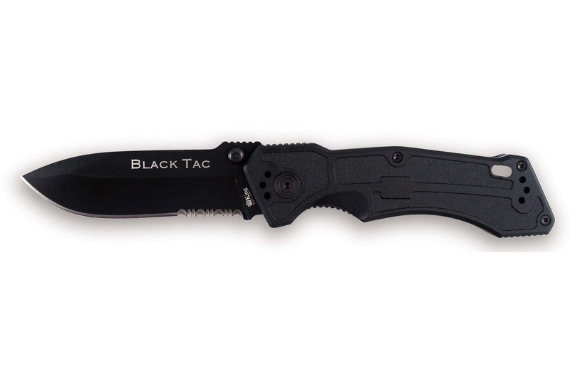 

Туристический нож Ontario Black Tac Folding Tactical Knife, черный, Black Tac Folding Tactical Knife