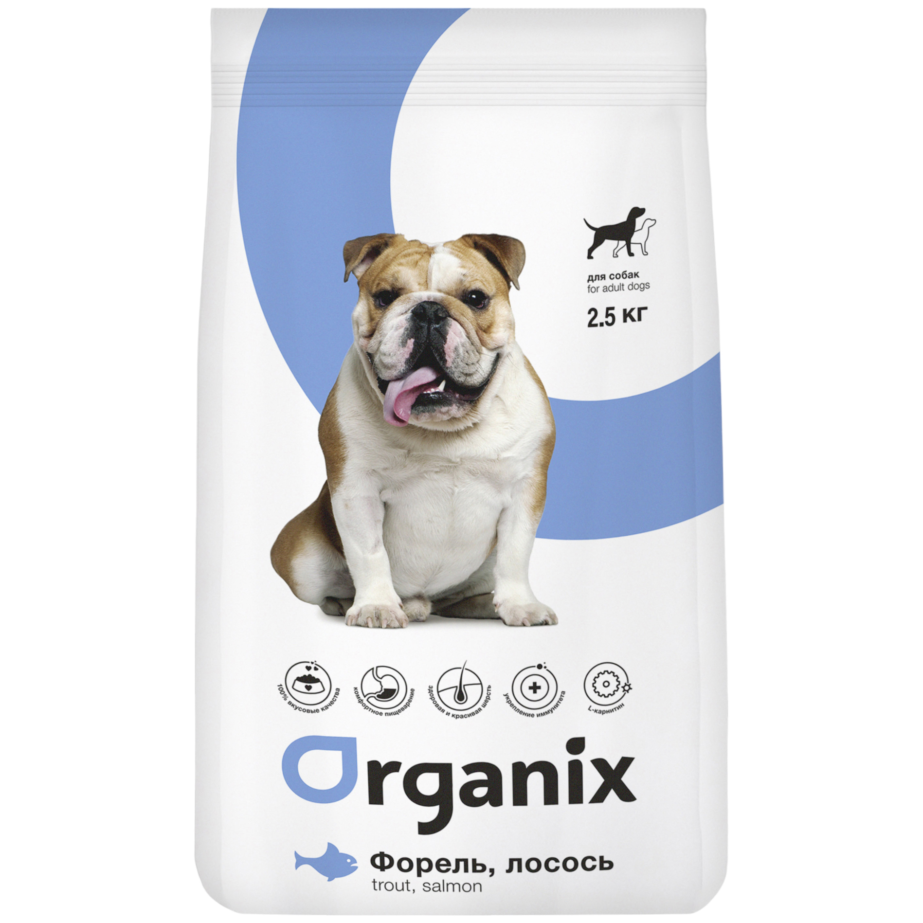 Сухой корм для собак ORGANIX ADULT DOG SALMON & TROUT с форелью и лососем, 2,5 кг