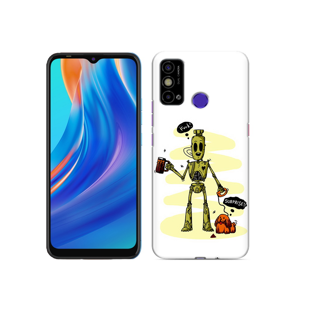 

Чехол MyPads Tocco для Tecno Spark Go прикольный робот, Прозрачный, Tocco