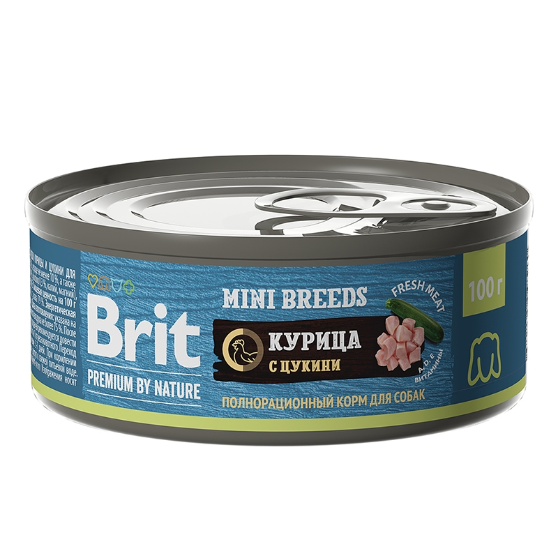 фото Влажный корм для собак brit premium с курицей и цукини, для маленьких пород, 100г