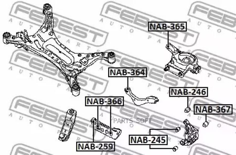 

FEBEST С-б.зад.поперечного рычага NISSAN ALTIMA L33 2012.05- [US] FEBEST NAB-366
