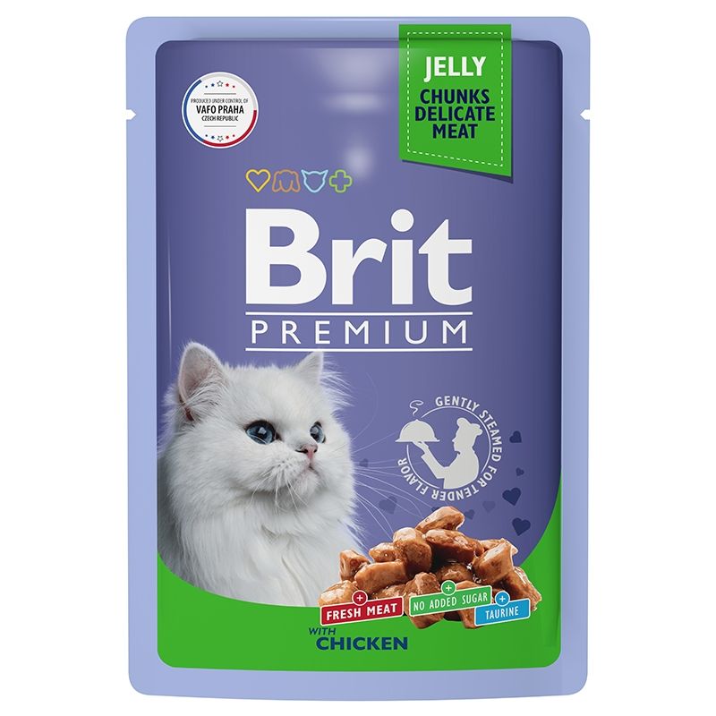 фото Влажный корм для кошек brit premium c курицей в желе, 85 гр