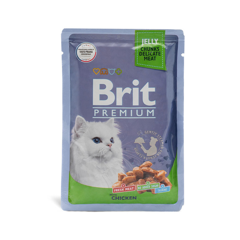 

Влажный корм для кошек BRIT PREMIUM c курицей в желе, 85 г, Premium