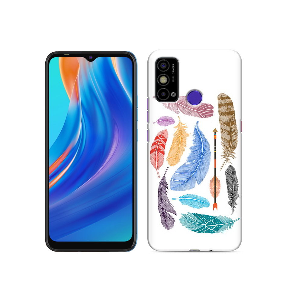 

Чехол MyPads Tocco для Tecno Spark Go разноцветные перья, Прозрачный, Tocco