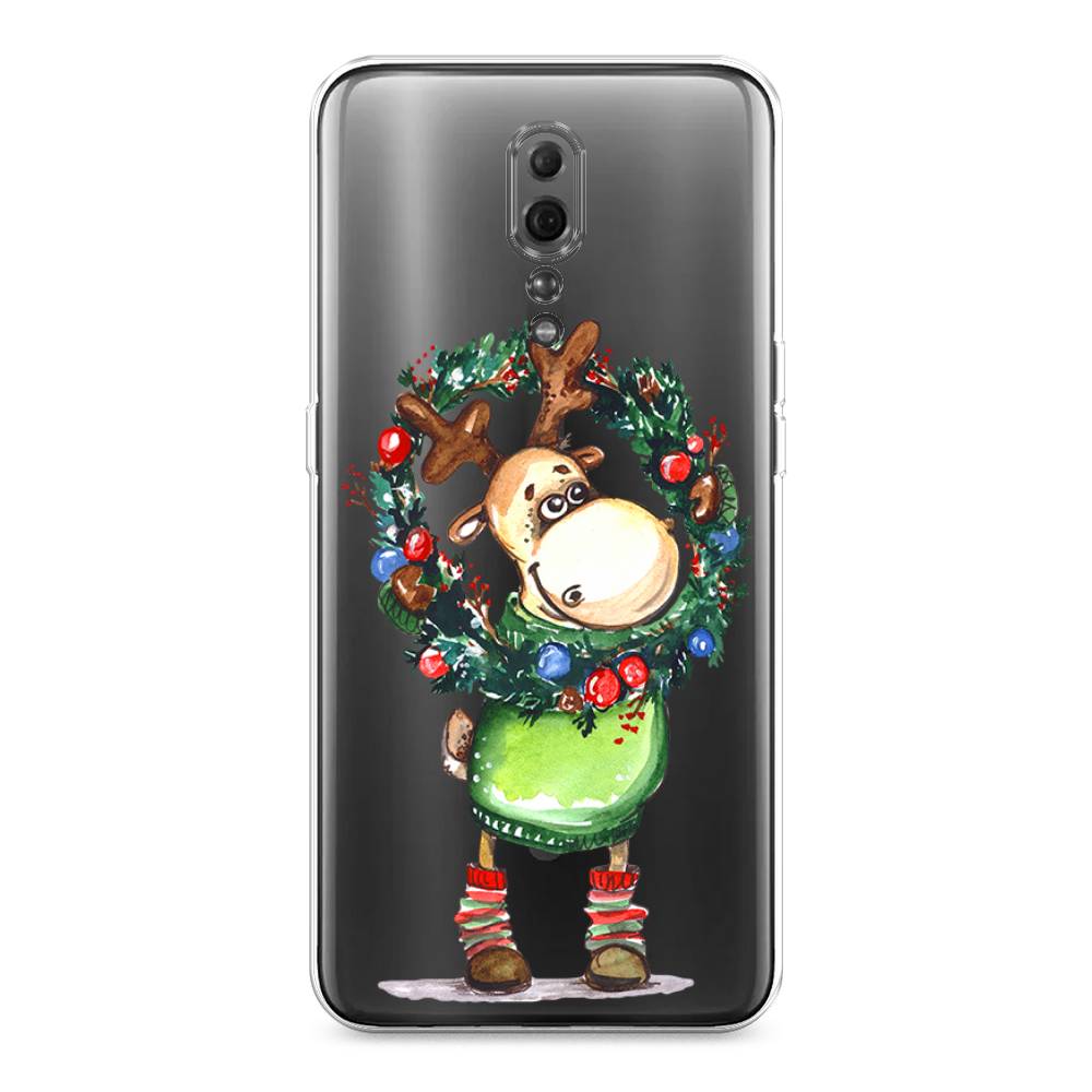

Чехол для Oppo Reno Z "Олень с новогодним венком", 250950-4